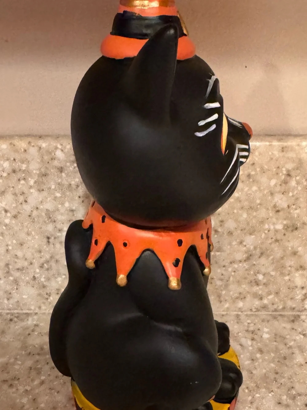 Festive Decor Black & Orange Halloween Cat Figurine Decorative Statue